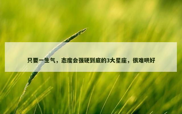 只要一生气，态度会强硬到底的3大星座，很难哄好