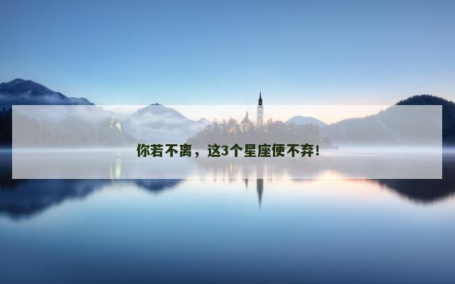 你若不离，这3个星座便不弃！