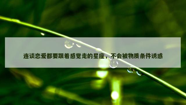 连谈恋爱都要跟着感觉走的星座，不会被物质条件诱惑