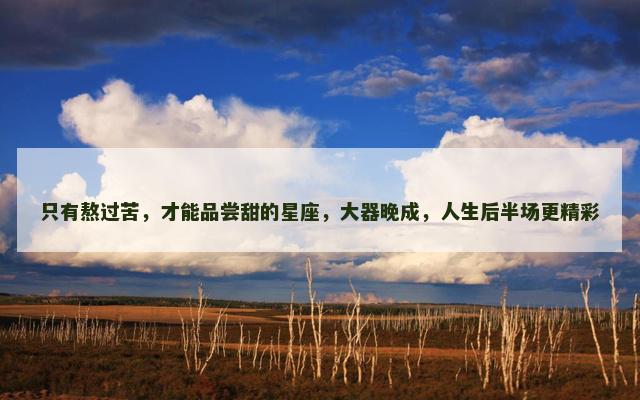 只有熬过苦，才能品尝甜的星座，大器晚成，人生后半场更精彩