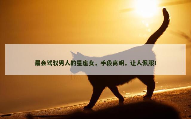 最会驾驭男人的星座女，手段高明，让人佩服！