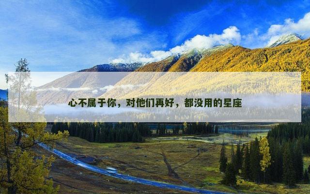 心不属于你，对他们再好，都没用的星座