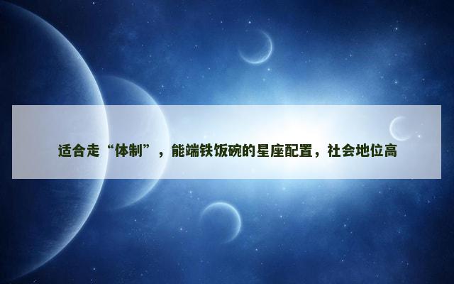 适合走“体制”，能端铁饭碗的星座配置，社会地位高