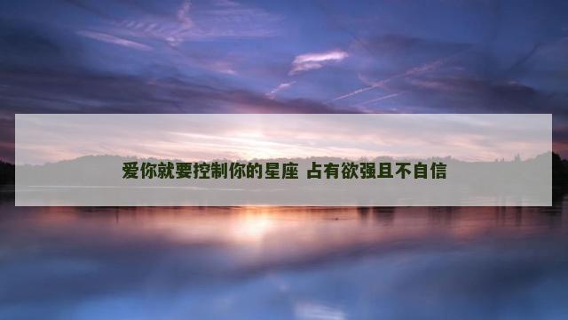 爱你就要控制你的星座 占有欲强且不自信