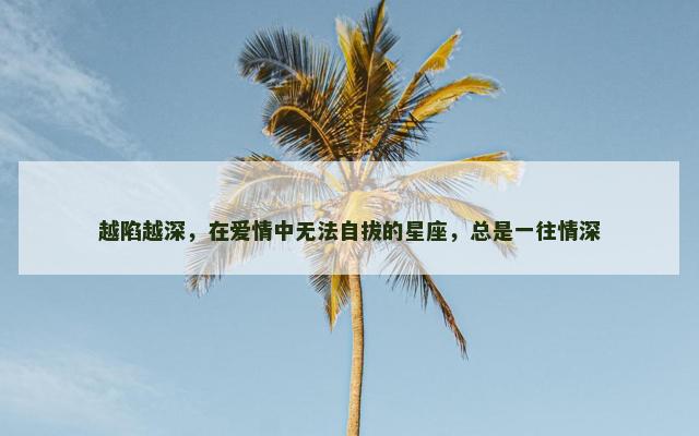 越陷越深，在爱情中无法自拔的星座，总是一往情深