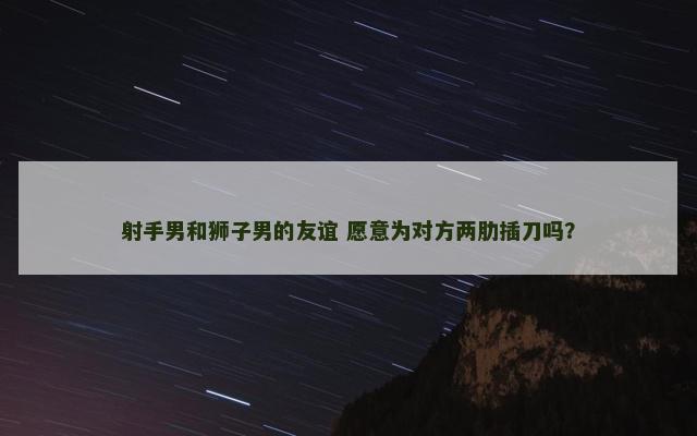 射手男和狮子男的友谊 愿意为对方两肋插刀吗？