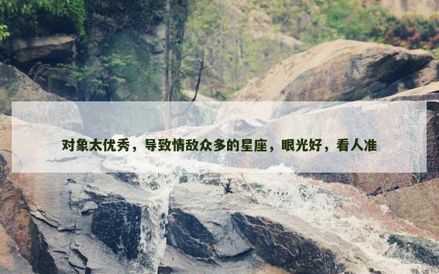 对象太优秀，导致情敌众多的星座，眼光好，看人准