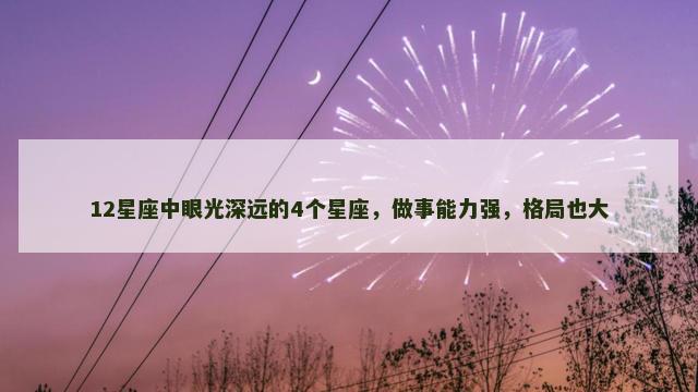 12星座中眼光深远的4个星座，做事能力强，格局也大