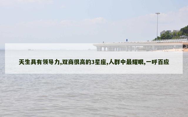 天生具有领导力,双商很高的3星座,人群中最耀眼,一呼百应