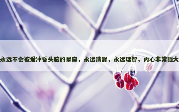 永远不会被爱冲昏头脑的星座，永远清醒，永远理智，内心非常强大