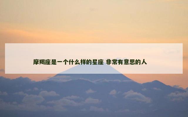 摩羯座是一个什么样的星座 非常有意思的人 　　