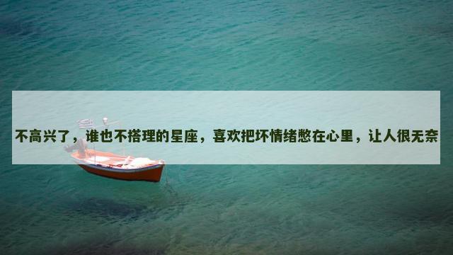 不高兴了，谁也不搭理的星座，喜欢把坏情绪憋在心里，让人很无奈