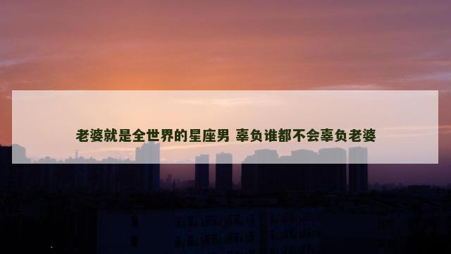 老婆就是全世界的星座男 辜负谁都不会辜负老婆