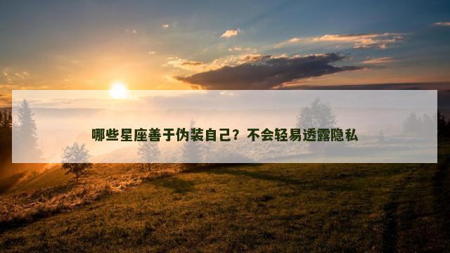 哪些星座善于伪装自己？不会轻易透露隐私