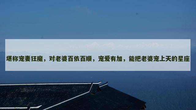 堪称宠妻狂魔，对老婆百依百顺，宠爱有加，能把老婆宠上天的星座