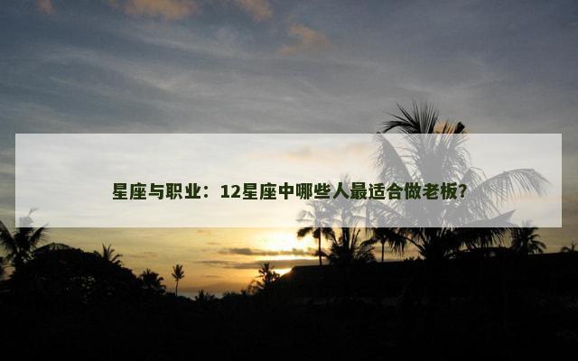 星座与职业：12星座中哪些人最适合做老板？
