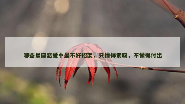 哪些星座恋爱中最不好招架，只懂得索取，不懂得付出