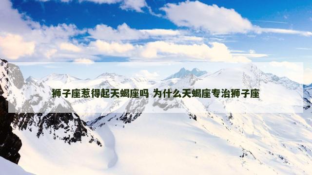 狮子座惹得起天蝎座吗 为什么天蝎座专治狮子座
