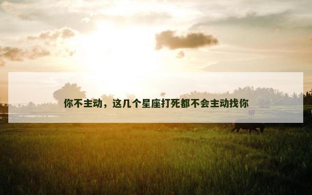 你不主动，这几个星座打死都不会主动找你