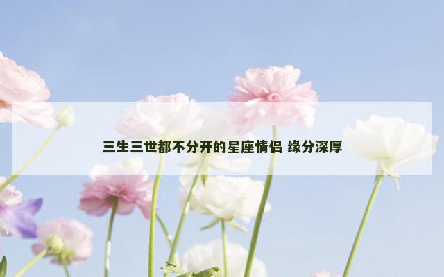 三生三世都不分开的星座情侣 缘分深厚