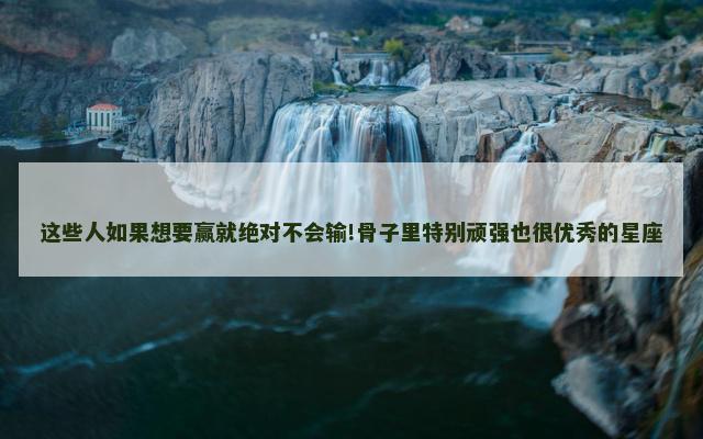 这些人如果想要赢就绝对不会输!骨子里特别顽强也很优秀的星座