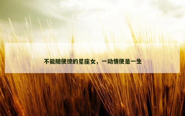 不能随便撩的星座女，一动情便是一生