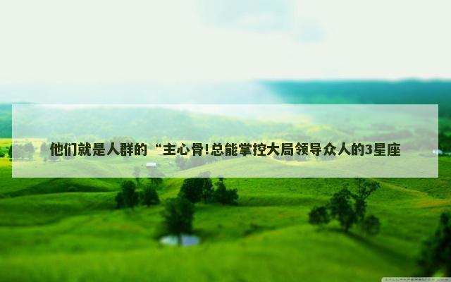 他们就是人群的“主心骨!总能掌控大局领导众人的3星座