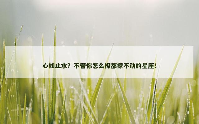 心如止水？不管你怎么撩都撩不动的星座！