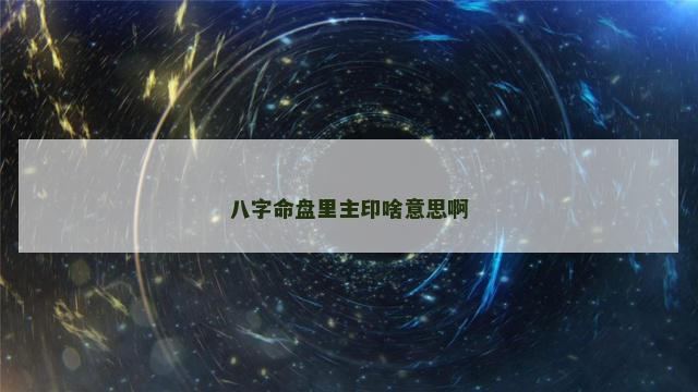 八字命盘里主印啥意思啊
