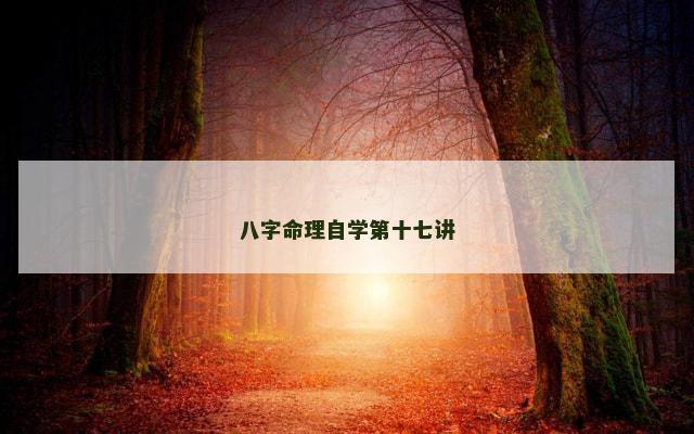 八字命理自学第十七讲