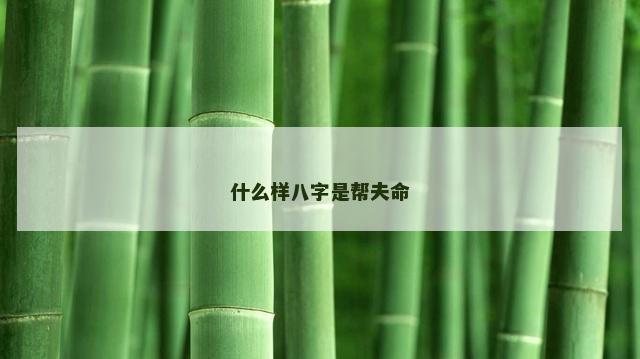 什么样八字是帮夫命