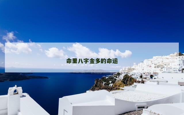 命里八字金多的命运