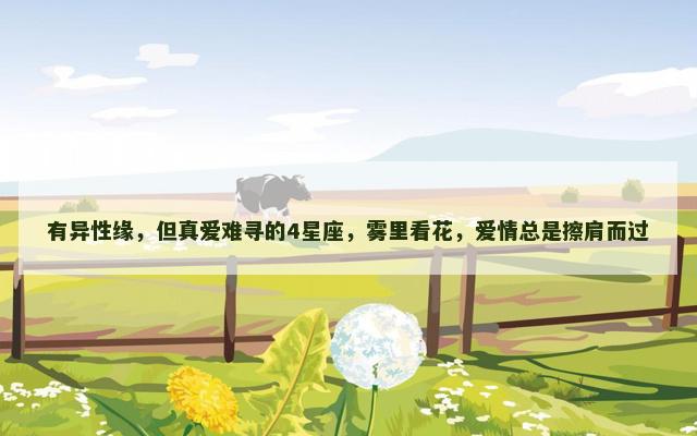 有异性缘，但真爱难寻的4星座，雾里看花，爱情总是擦肩而过
