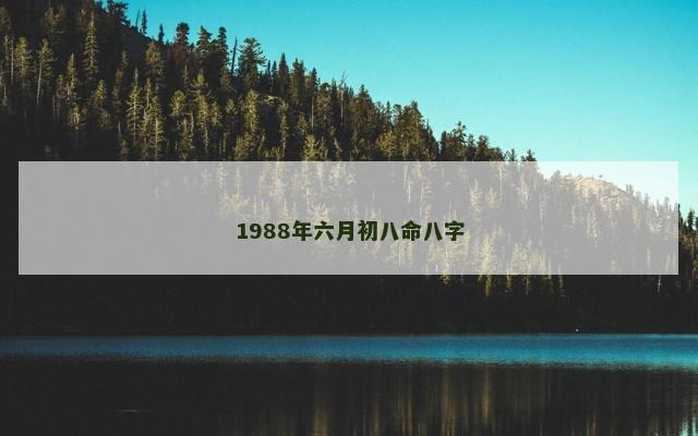 1988年六月初八命八字