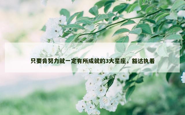只要肯努力就一定有所成就的3大星座，豁达执着