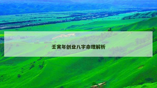 壬寅年创业八字命理解析