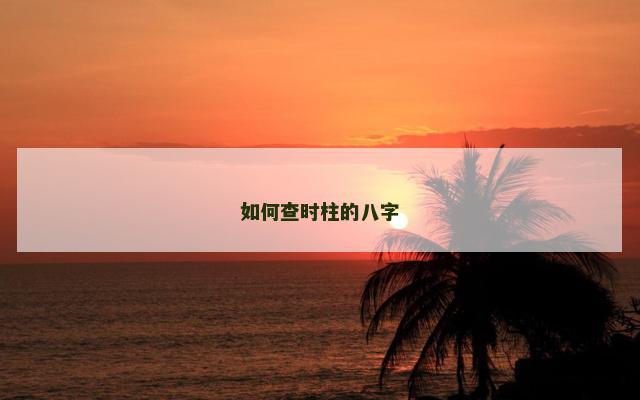 如何查时柱的八字