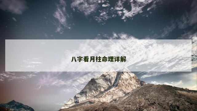八字看月柱命理详解