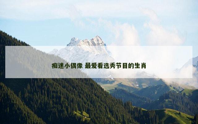 痴迷小偶像 最爱看选秀节目的生肖