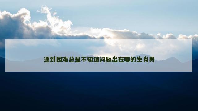 遇到困难总是不知道问题出在哪的生肖男