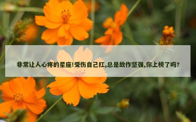 非常让人心疼的星座!受伤自己扛,总是故作坚强,你上榜了吗?