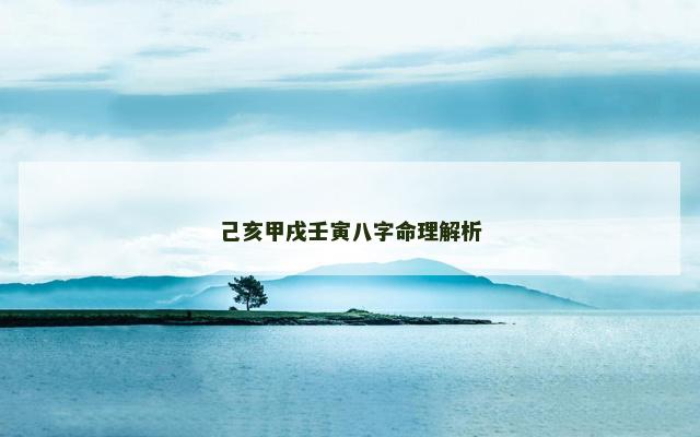 己亥甲戌壬寅八字命理解析