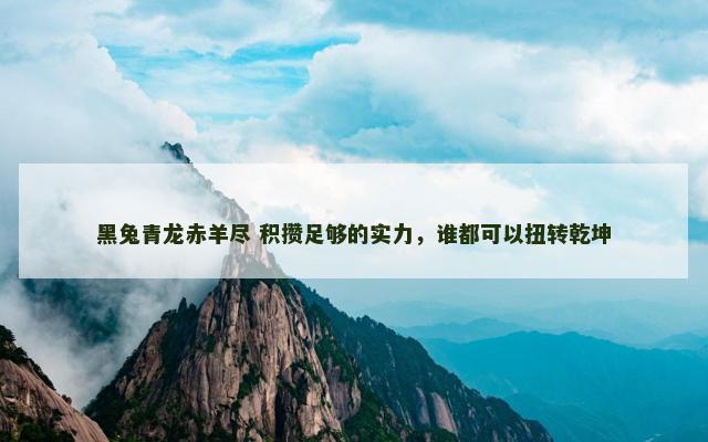 黑兔青龙赤羊尽 积攒足够的实力，谁都可以扭转乾坤