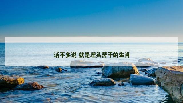 话不多说 就是埋头苦干的生肖