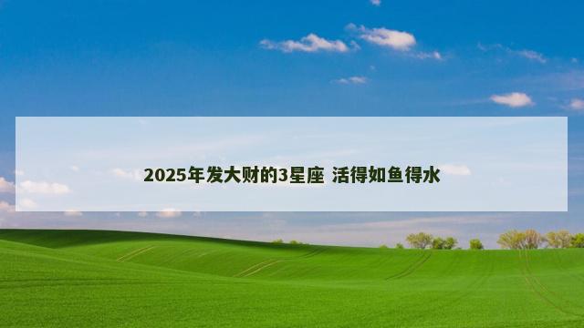 2025年发大财的3星座 活得如鱼得水