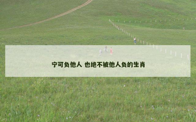 宁可负他人 也绝不被他人负的生肖