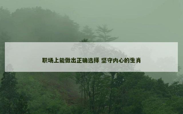 职场上能做出正确选择 坚守内心的生肖