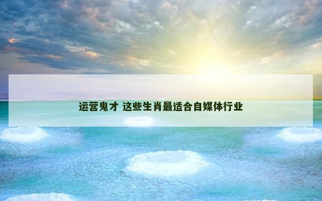 运营鬼才 这些生肖最适合自媒体行业