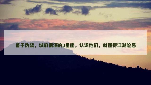 善于伪装，城府很深的3星座，认识他们，就懂得江湖险恶