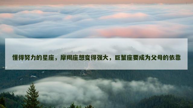 懂得努力的星座，摩羯座想变得强大，巨蟹座要成为父母的依靠